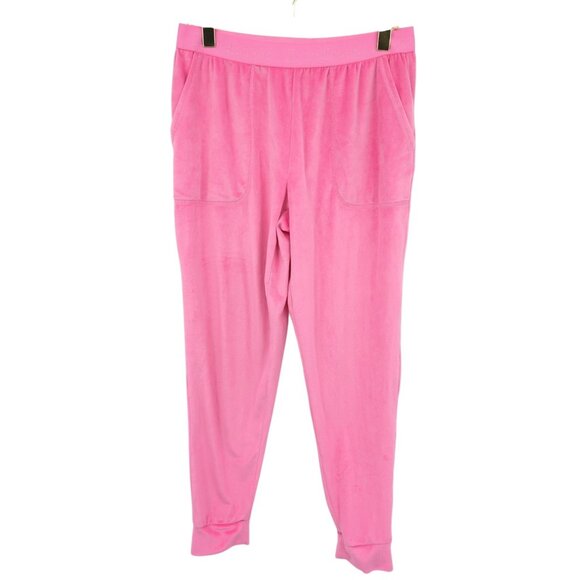 Juicy Couture Pink Velour‎ Sleep Pants M Logo Waist Y2K Lounge Cozy Soft Barbie - Picture 1 of 6